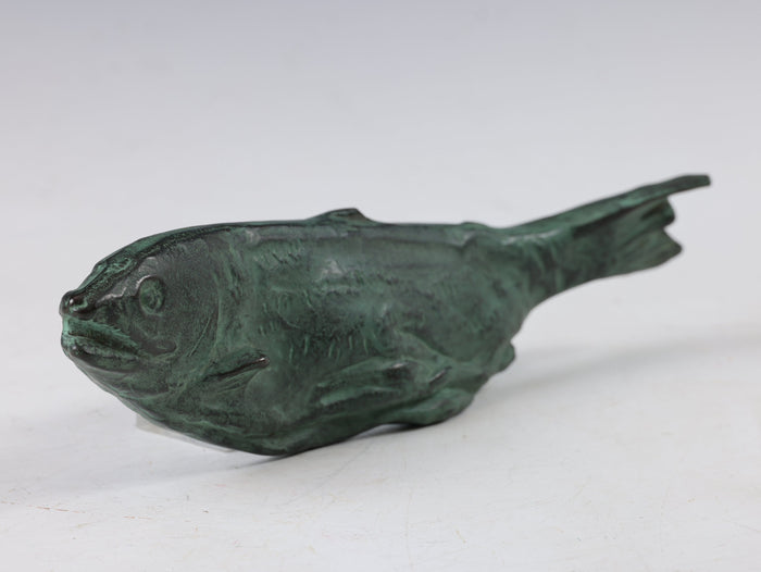 Salmon Bronze Paperweight - Kitamura Seibo, Japanese Showa Art