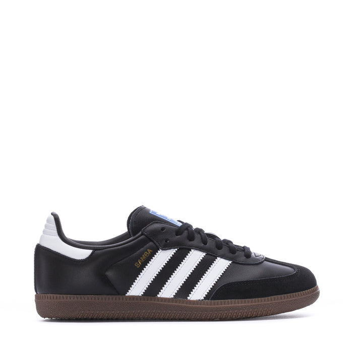 Kids' Adidas Samba OG low-top sneakers, black leather with white three-stripe