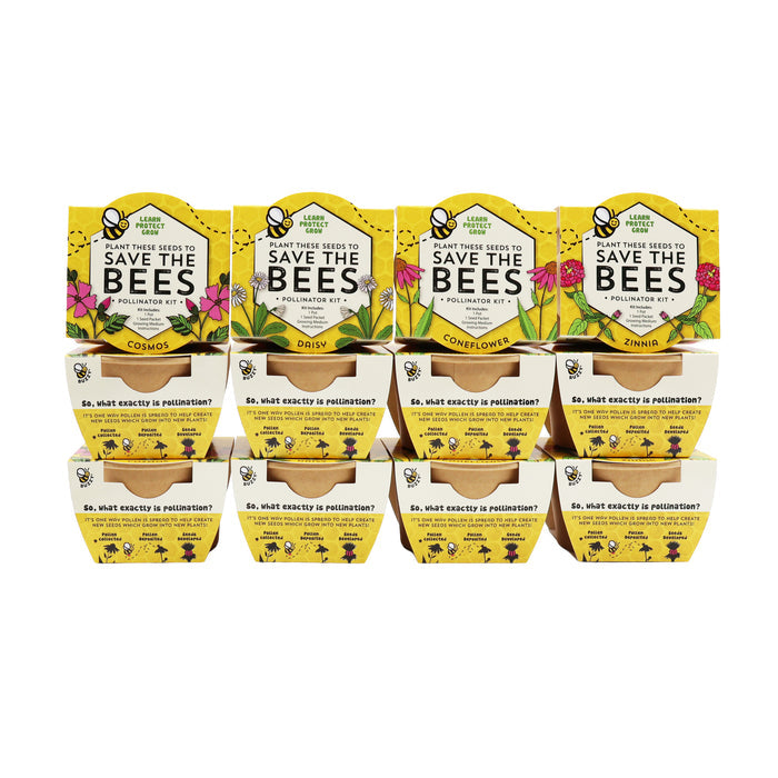 Save The Bees Pollinator Flower Grow Kits | Paper Cups (12 Pack)