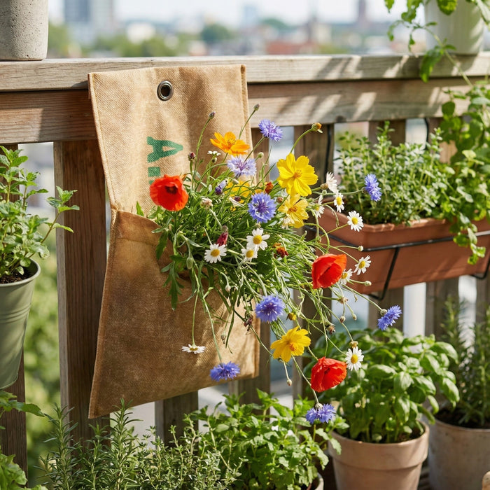 Save the Planet Wildflower Hanging Garden Kit | Recycled Tea Harvest Bag Planter