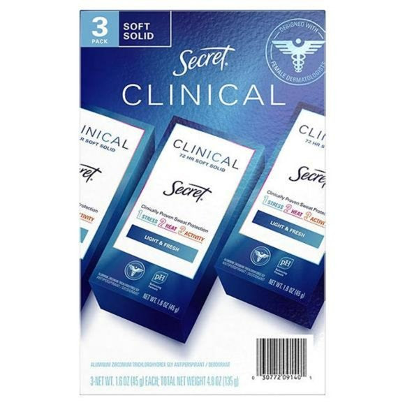 SECRET CLINICALS Pack of 3 Light & Fresh Soft Solid Antiperspirant and Deodorant