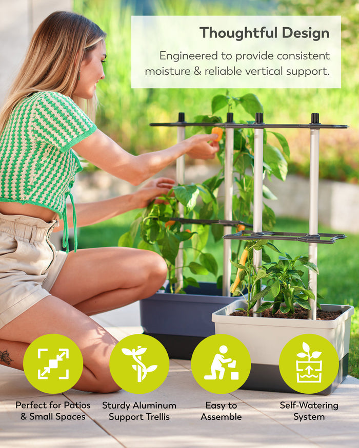 Self-Watering Pepper Planter | Trellis Garden for Small Spaces