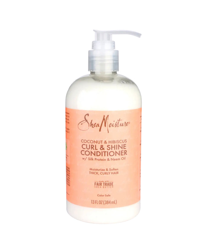SheaMoisture Curl & Shine Conditioner Coconut & Hibiscus بلسم الشعر الكيرلي بجوز الهند والكركديه من شيا مويستجر