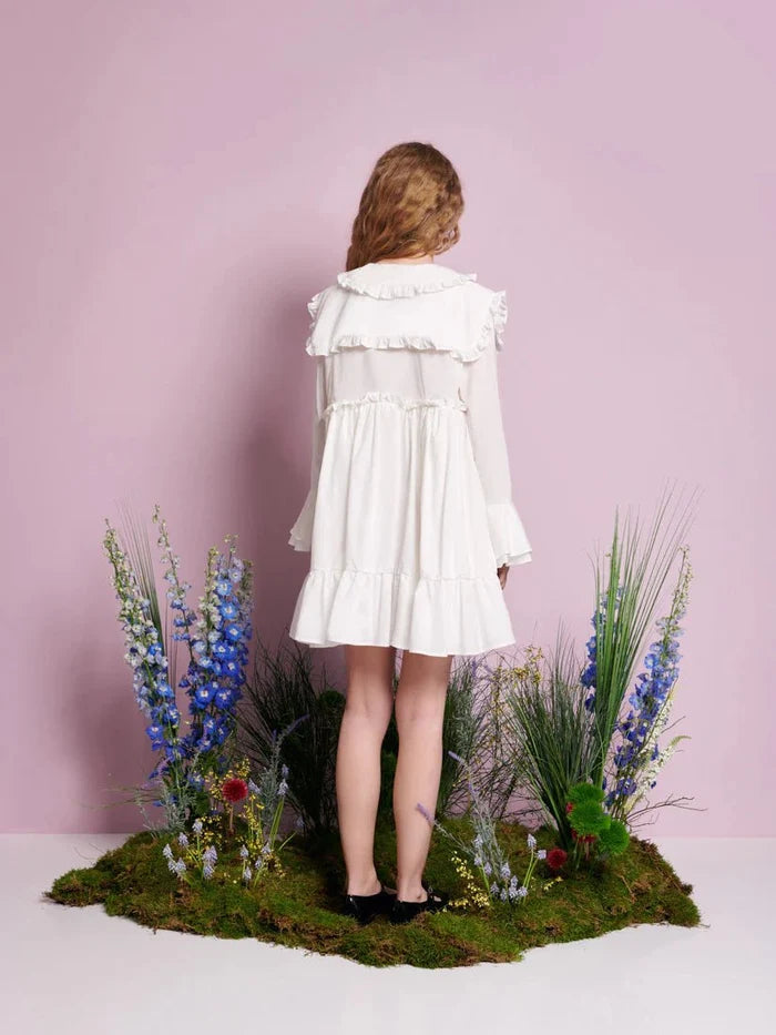 Sister Jane - Sweet Pea Collar Mini Dress - Pearled White - Robes - DR2273WHT