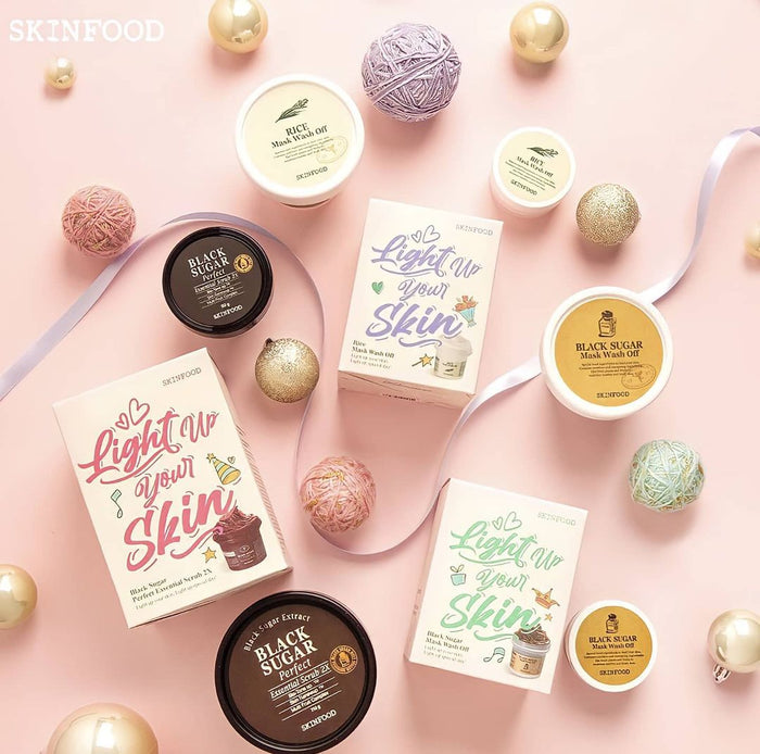 SKINFOOD Black Sugar Perfect Essential Scrub 2X Set [Limited Edition] ماسك مقشر بالسكر الاسود مجموعه باصدار محدود