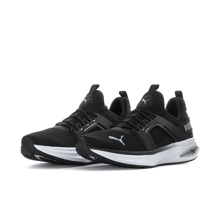 Men's black and white lace-up running sneakers with Puma logo details