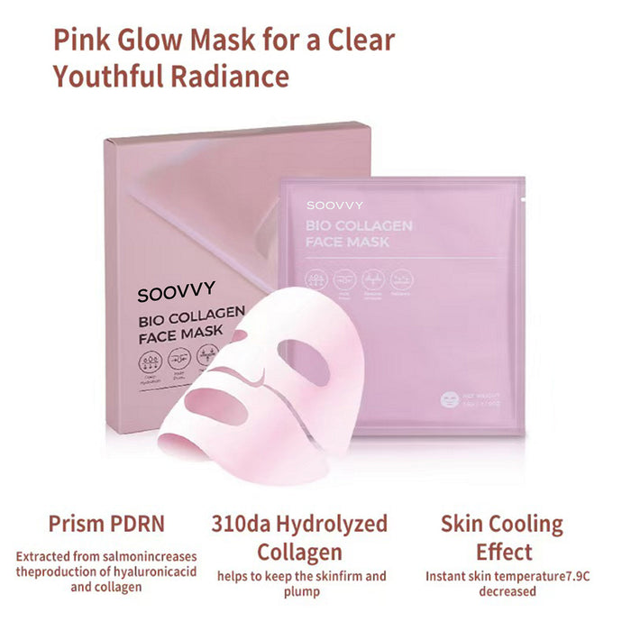 SOOVVY Bio-Collagen Deep Hydrogel Mask — PDRN Overnight Glow Mask, Korean Skincare (4pcs)