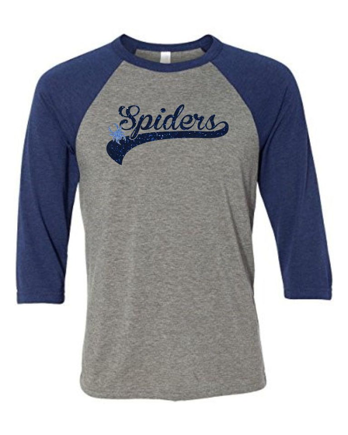Spiders Unisex Varsity Raglan T-Shirt- Matte and Glitter