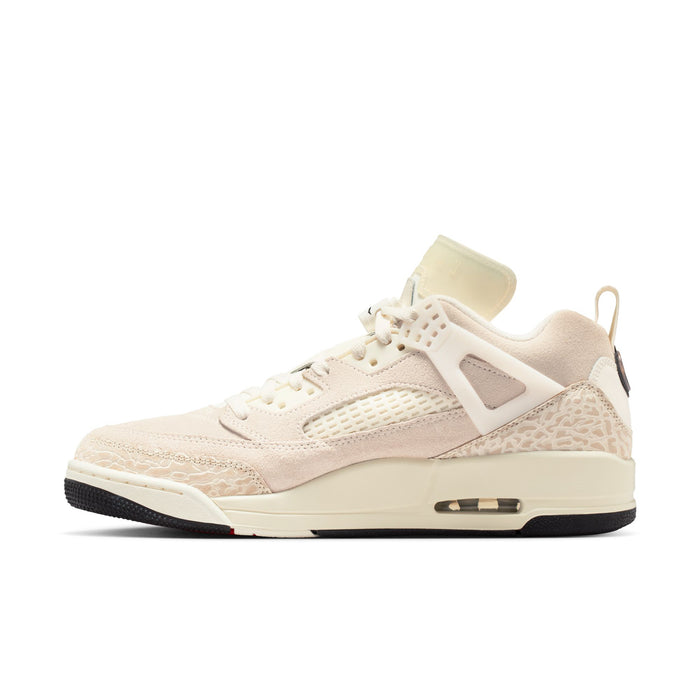 Sail cream men’s low-top sneakers with mesh panels, dark sole, and red detail stripe