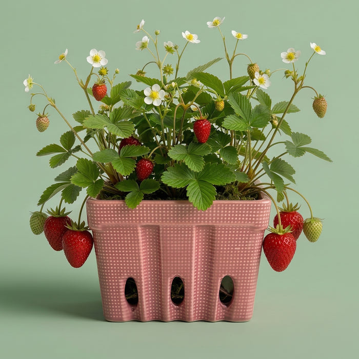 Strawberry Grow Kit | Ceramic Basket Planter
