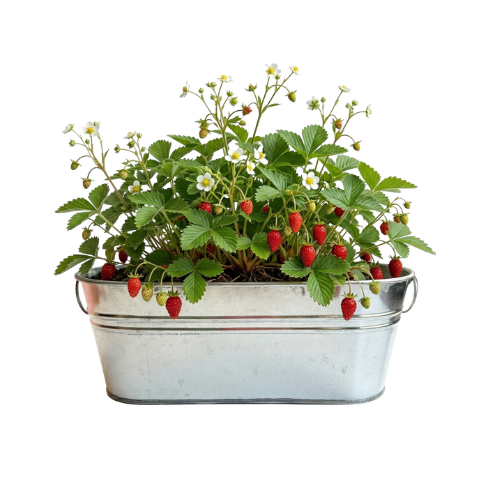 Strawberry Grow Kit | Galvanized Windowsill Planter