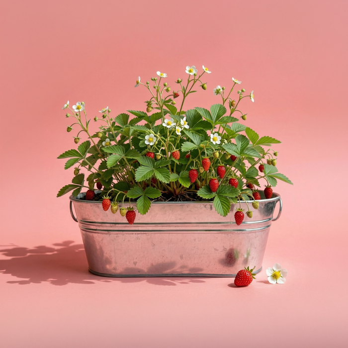 Strawberry Grow Kit | Galvanized Windowsill Planter