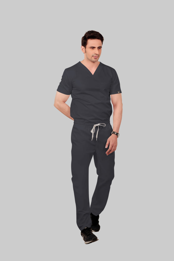 Stretchable (2Way) Men Dark Gray Straight Scrub Pant