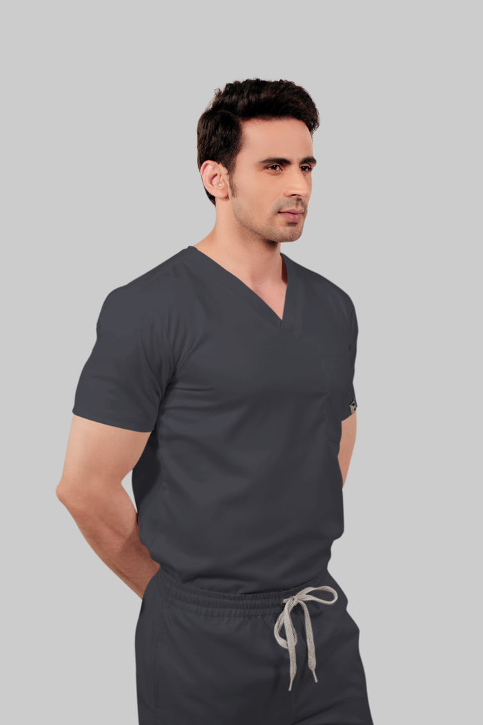 Stretchable (2Way) Men Dark Gray Straight Scrub Pant