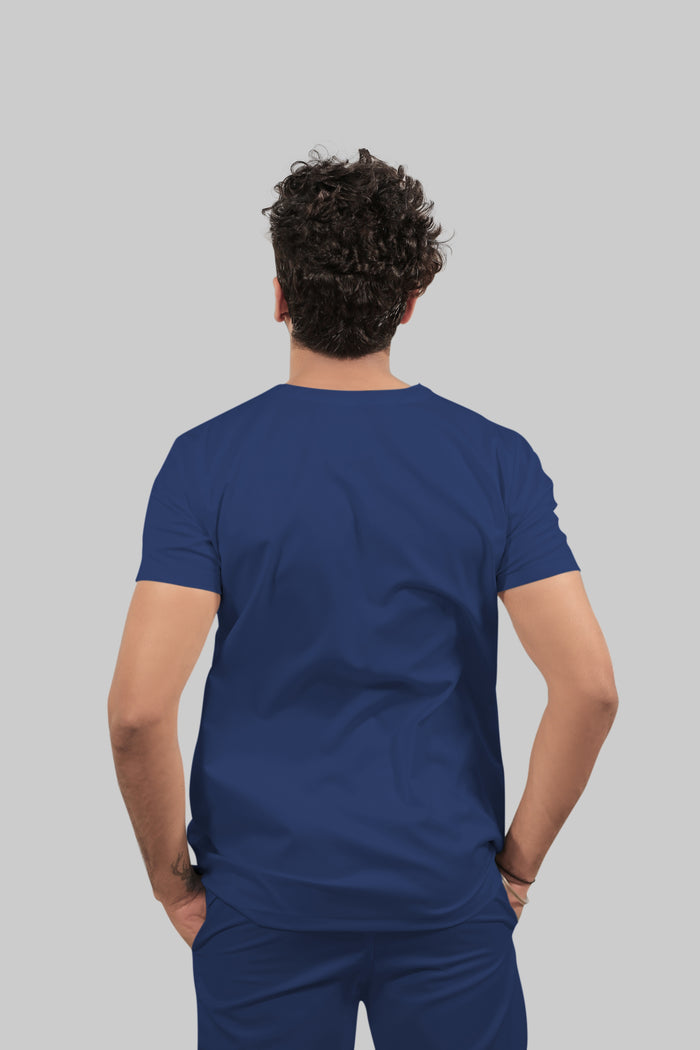 Stretchable (4Way) Men V-Neck Royal Blue Scrub Top