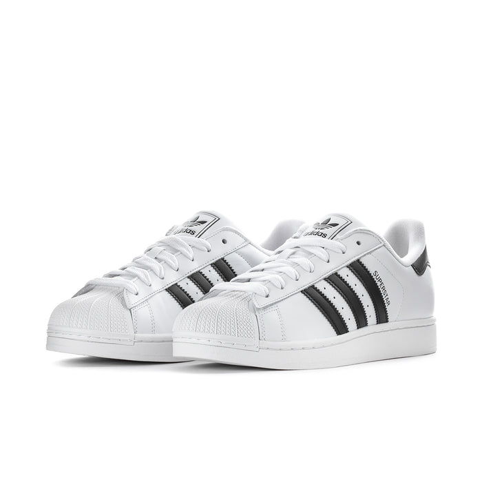 Pair of men's adidas Superstar II low-top sneakers in white with black three-stripe design