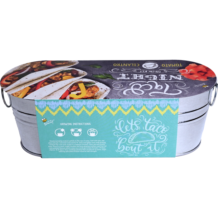 Taco Night Grow Kit | Galvanized Windowsill Planter