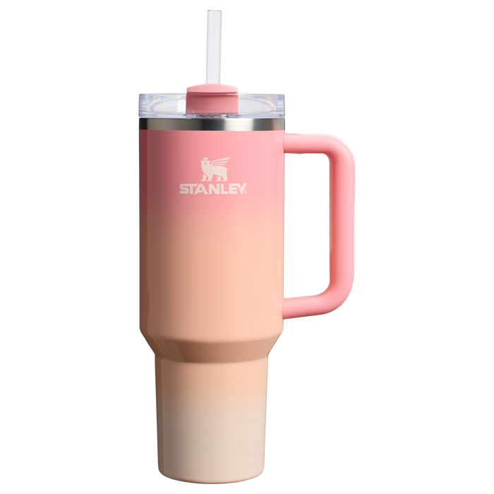 Stanley 40 OZ Quencher FlowState Stainless Steel Tumbler With Straw And Handle In Pink Mesa