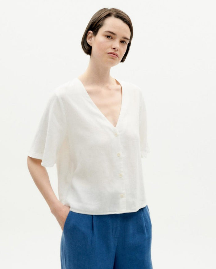 Thinking Mu Femme - Libellula Blouse - White-Chemisier-WBL00050