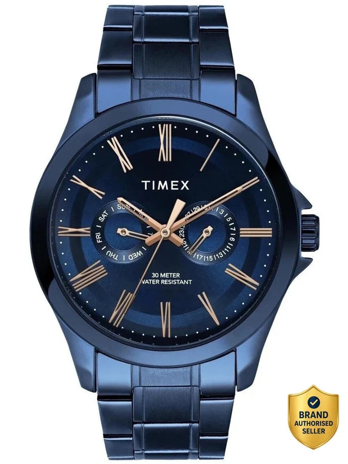 Timex Round Blue Dial Analog Watch With Blue Strap  - TW000X137