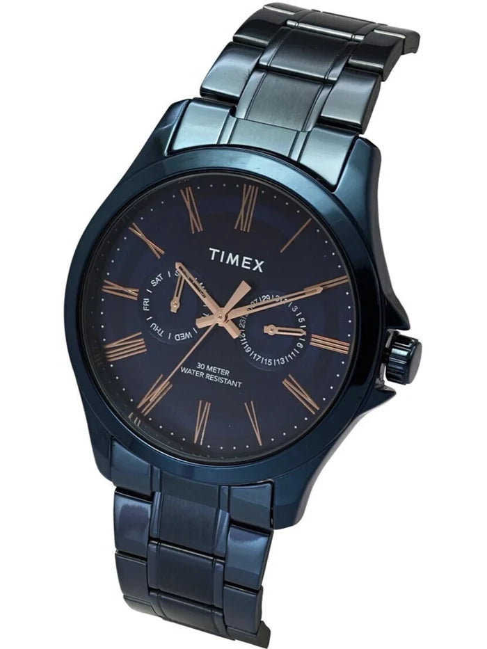 Timex Round Blue Dial Analog Watch With Blue Strap  - TW000X137