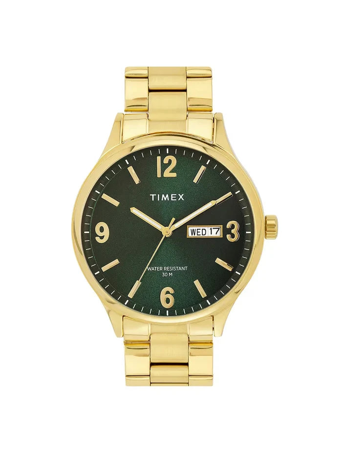 Timex Round Green Dial Analog Watch With Metal Strap - TWEG18445