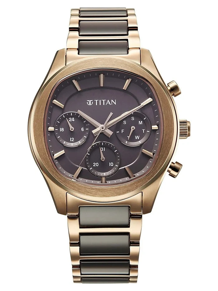 Titan Ceramic Fusion 3.0 Multi-Function Quartz Grey Dial Watch - 90216KD02