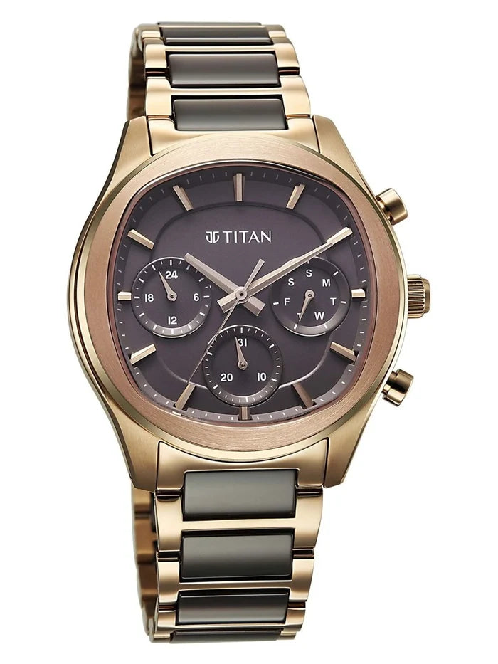 Titan Ceramic Fusion 3.0 Multi-Function Quartz Grey Dial Watch - 90216KD02