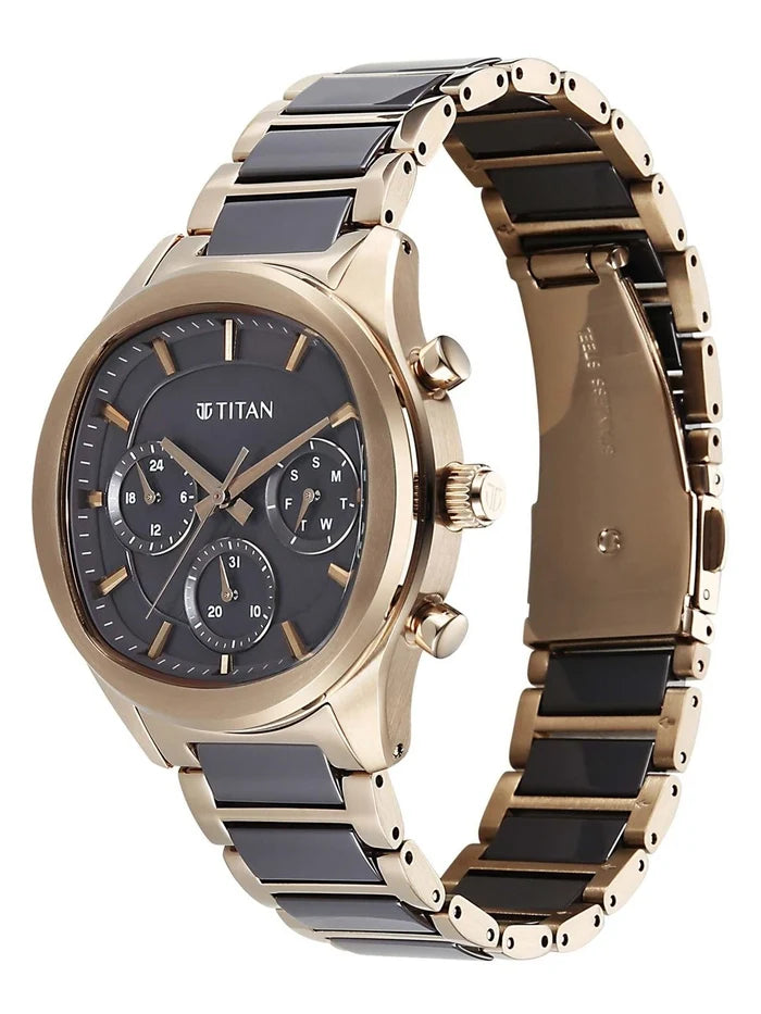 Titan Ceramic Fusion 3.0 Multi-Function Quartz Grey Dial Watch - 90216KD02