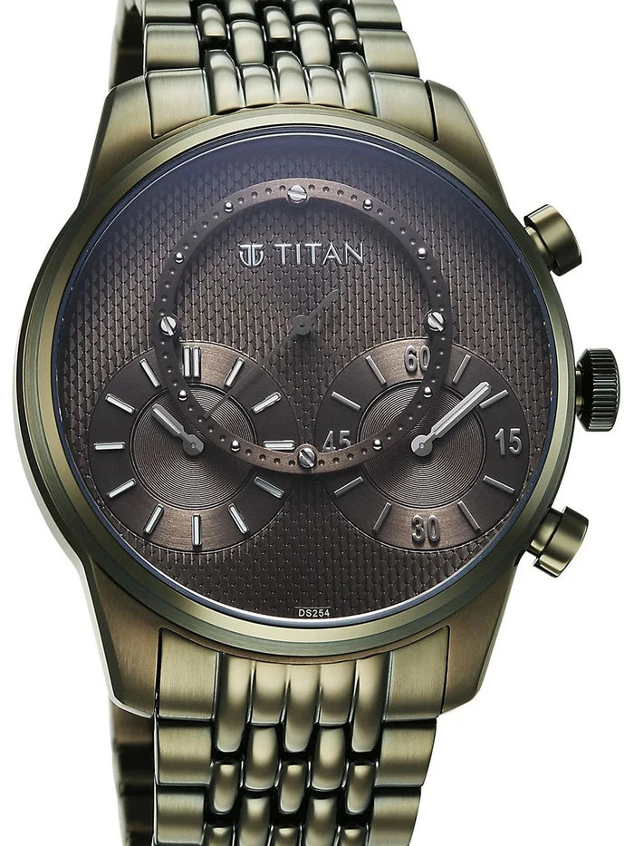 Titan Classique Micromotors Quartz Round Dial Analog Watch - 90179QM01