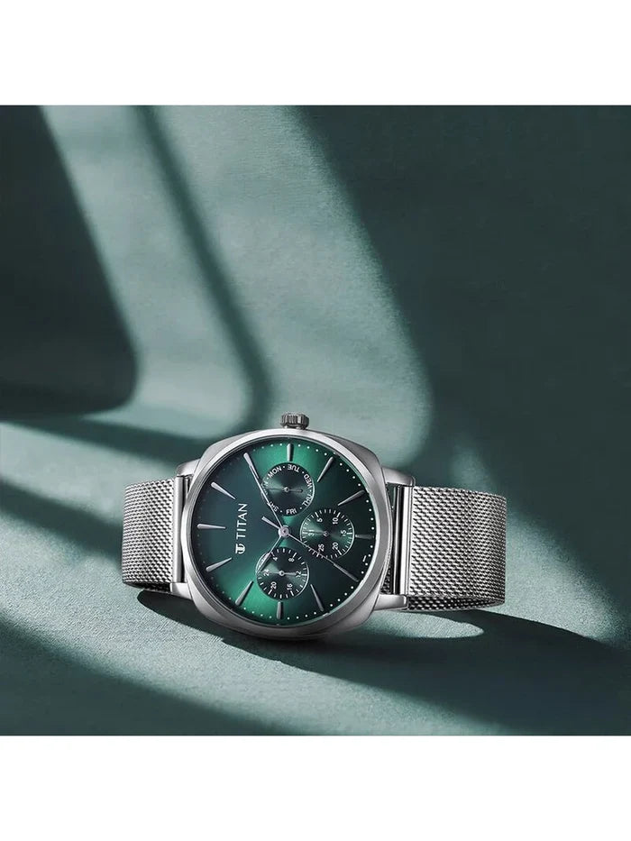 Titan Classique Round Green Dial Analog Watch - NU90189SM01