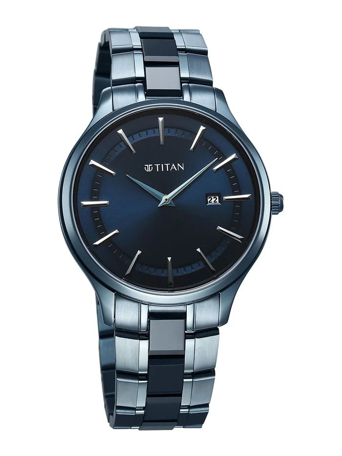 Titan Dial & Stainless Steel Bracelet Style Strap Analogue Watch - 90142QD01