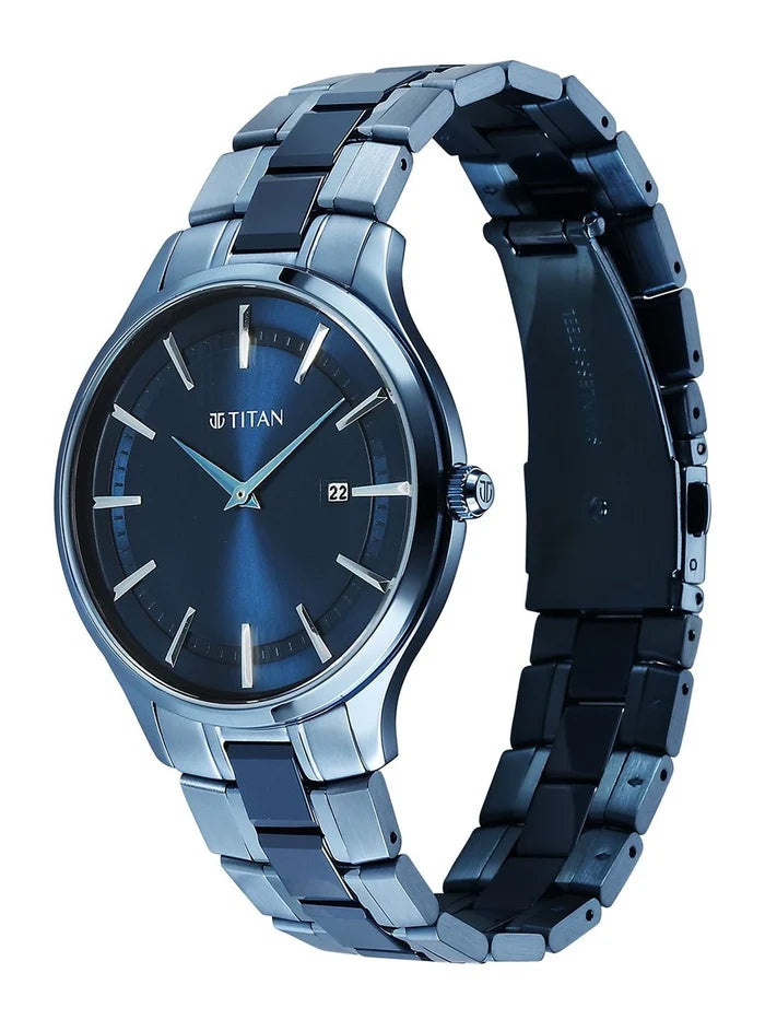 Titan Dial & Stainless Steel Bracelet Style Strap Analogue Watch - 90142QD01