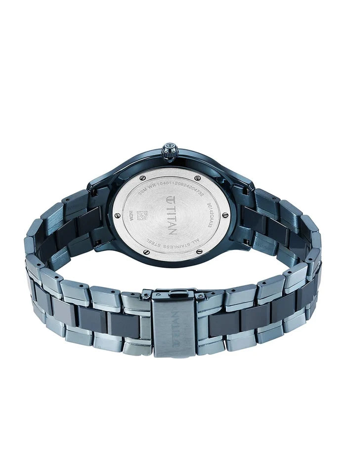 Titan Dial & Stainless Steel Bracelet Style Strap Analogue Watch - 90142QD01