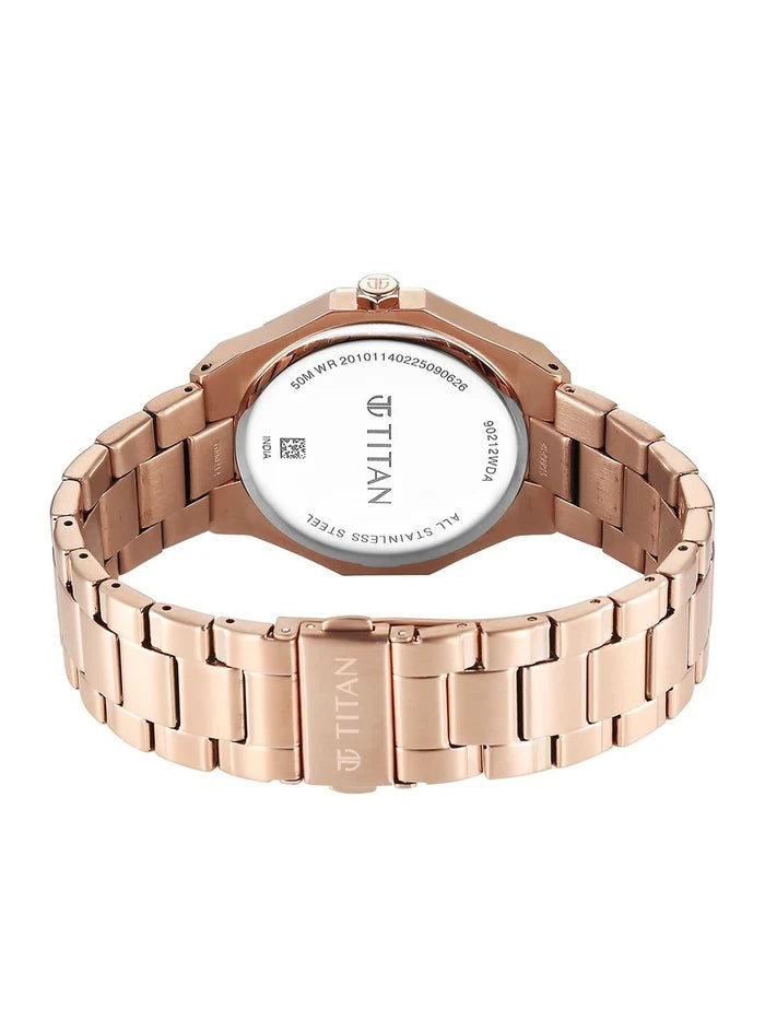 Titan Dodecagon Round Dial Quartz Movement Watch - 90212WM01