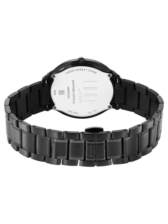 Titan Edge Round Black Dial Analog Watch - NU1843NM03