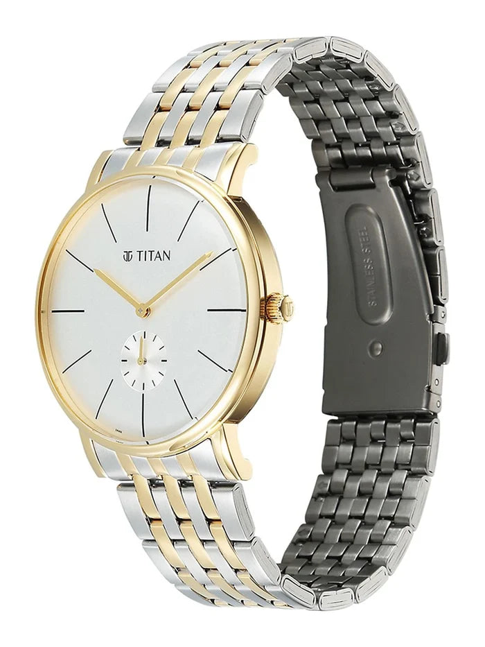 Titan Elegance Round Dial Quartz Stainless Steel Watch - 90203BM01