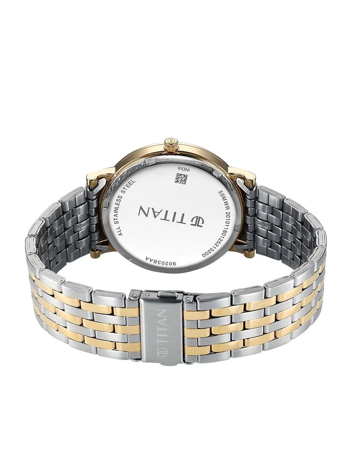 Titan Elegance Round Dial Quartz Stainless Steel Watch - 90203BM01