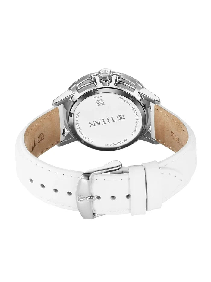 Titan Embellished Dial & Stainless Steel Bracelet Style Strap Analogue Watch - 90200SL04