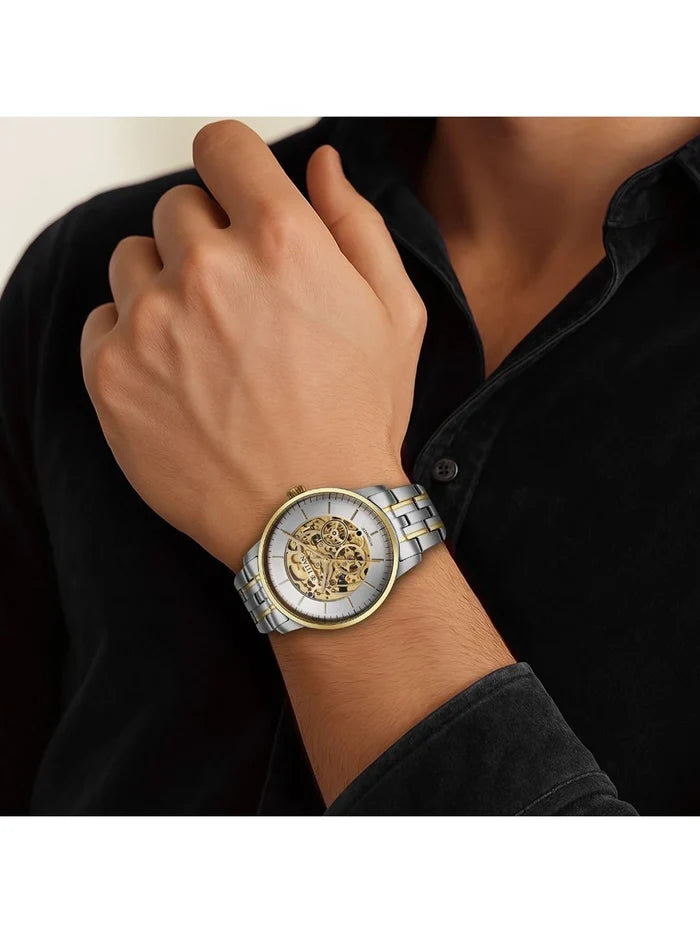 Titan Golden Heart Skeleton Dial & Bracelet Style Strap Analog Watch - 90110BM01