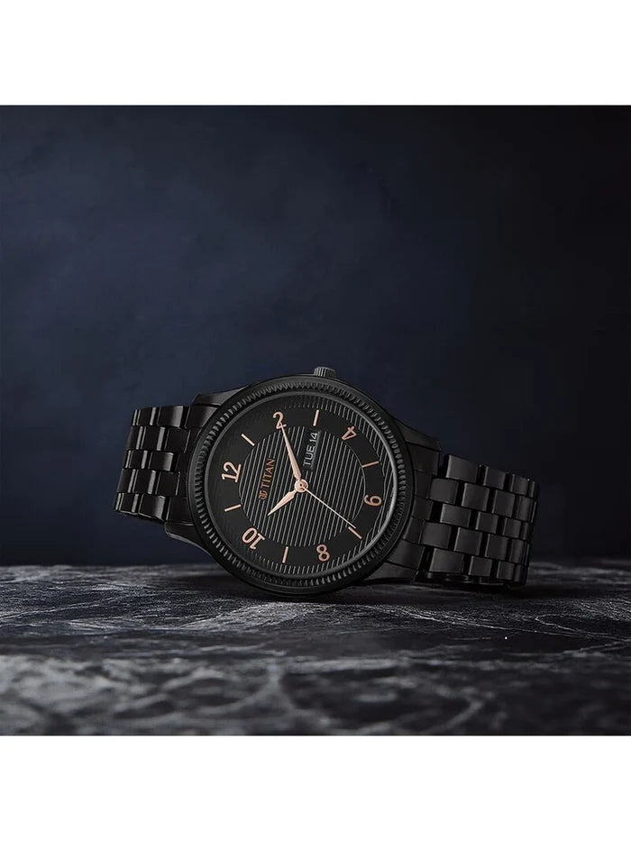 Titan Karishma Round Black Dial Analog Watch - NU1824NM01