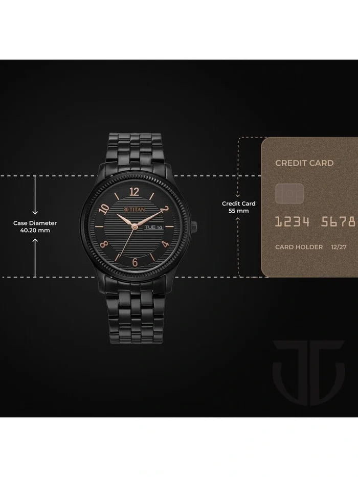 Titan Karishma Round Black Dial Analog Watch - NU1824NM01