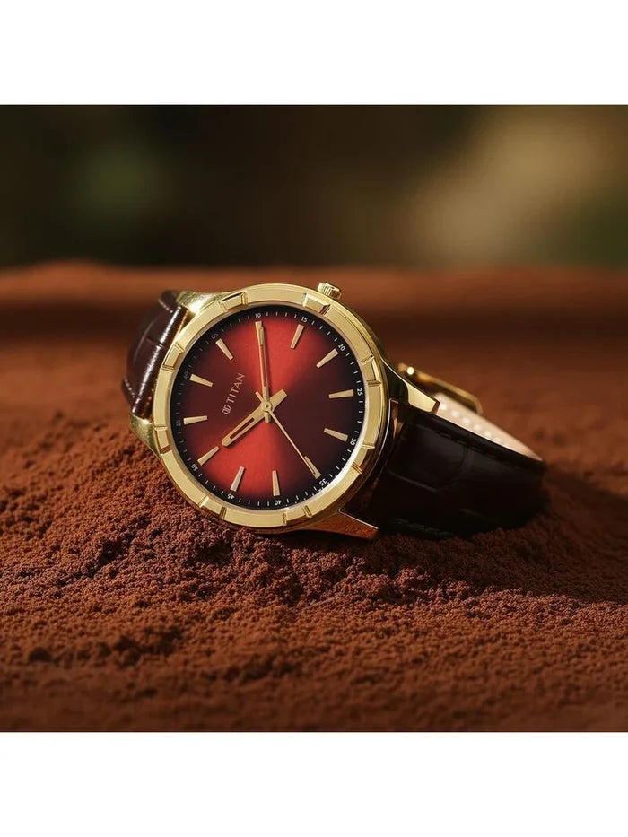 Titan Karishma Round Brown Dial Analog Watch - 10058YL01