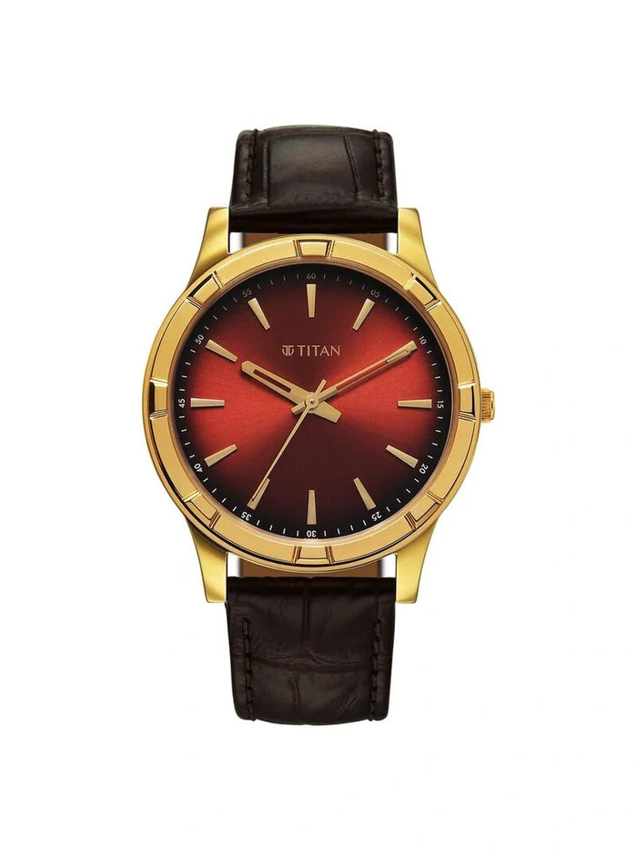 Titan Karishma Round Brown Dial Analog Watch - 10058YL01