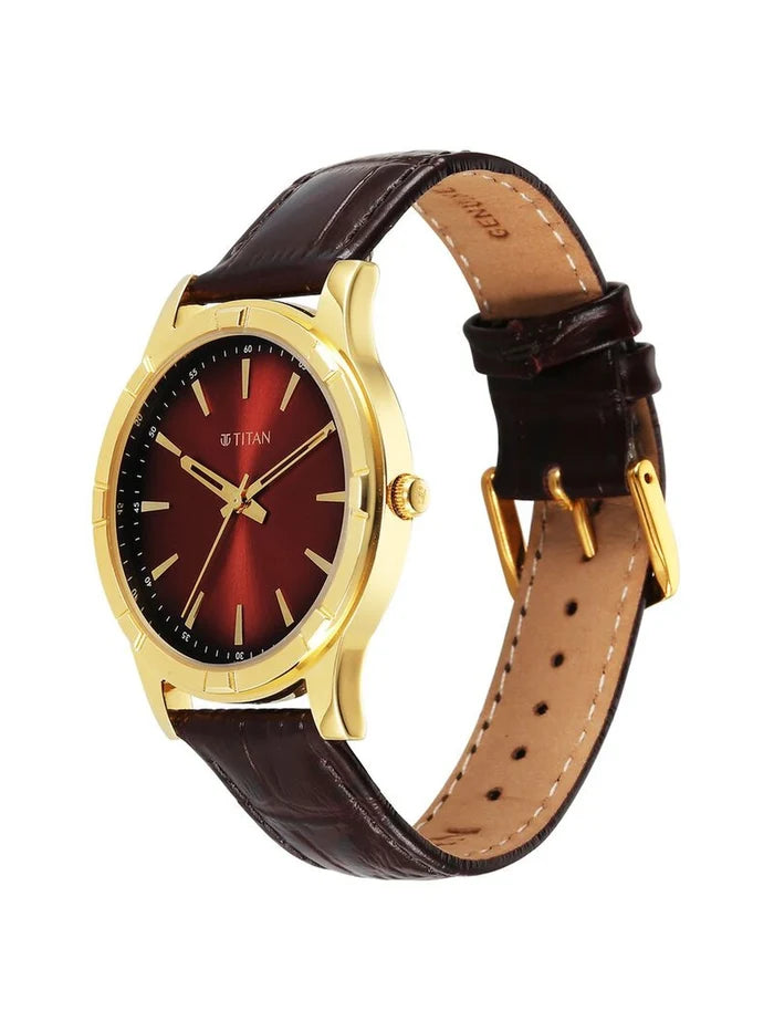 Titan Karishma Round Brown Dial Analog Watch - 10058YL01