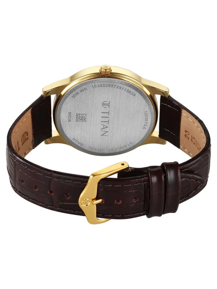 Titan Karishma Round Brown Dial Analog Watch - 10058YL01