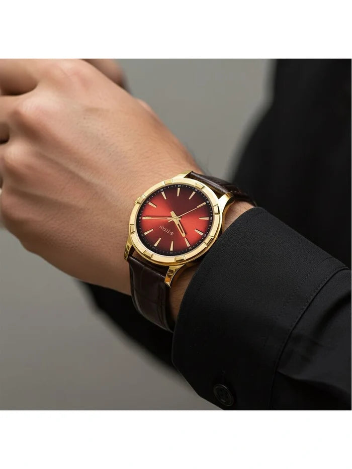 Titan Karishma Round Brown Dial Analog Watch - 10058YL01