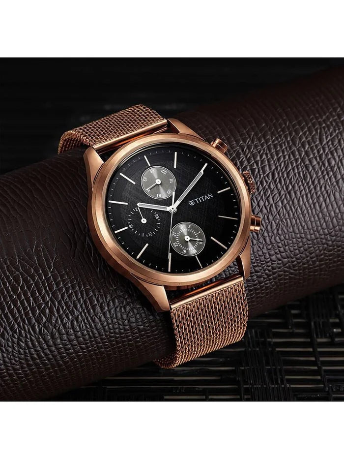 Titan Neo Round Black Dial Analog Watch - NU1805QM05