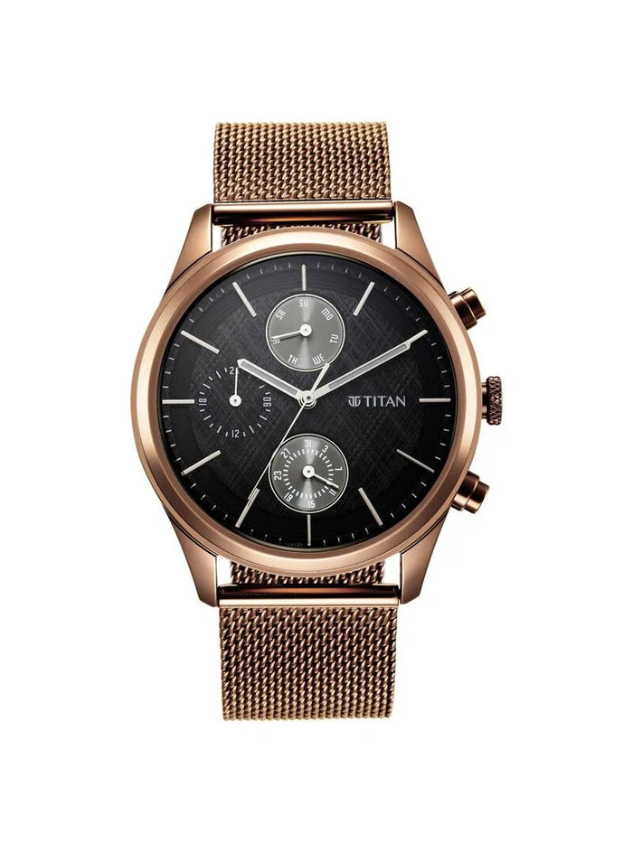 Titan Neo Round Black Dial Analog Watch - NU1805QM05