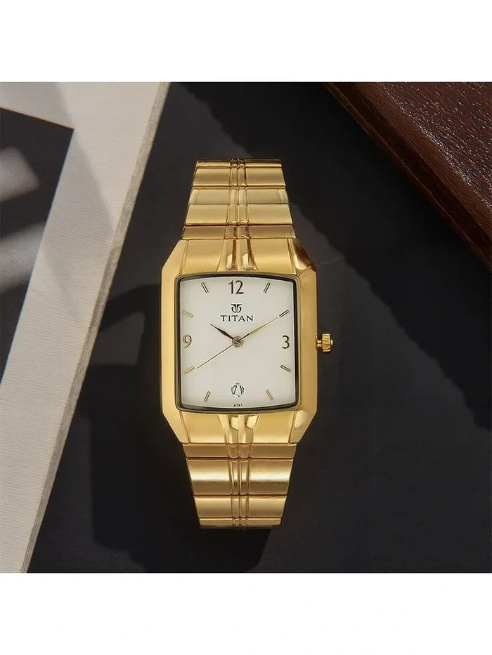 Titan Rectangular White Dial Analog Watch - NU9264YM01